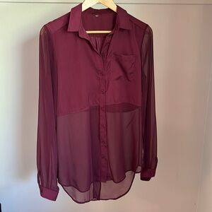 Free People Burgundy button-down shirt
